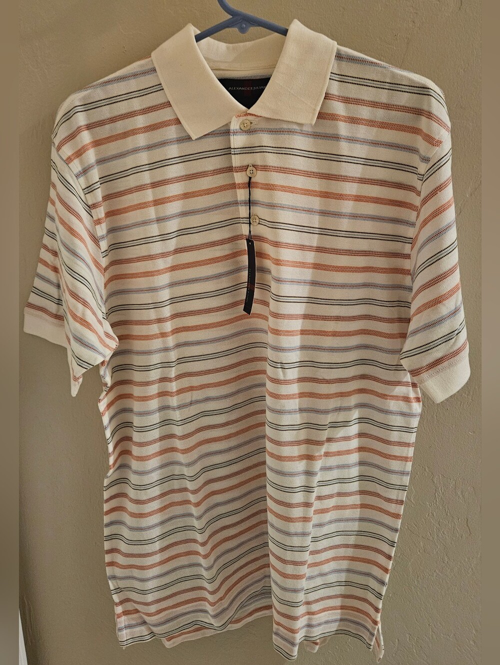 Vintage Alexander Julian Polo Shirt Mens Striped Short Sleeve Medium NWT